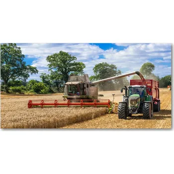 Obraz Foto obraz sklo tvrzené Kombajn a traktor