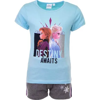 Dívčí tričko SUN CITY Dívčí tričko kraťasy komplet Frozen Ledové království bavlna tyrkysový Velikost: 116 (6 let)