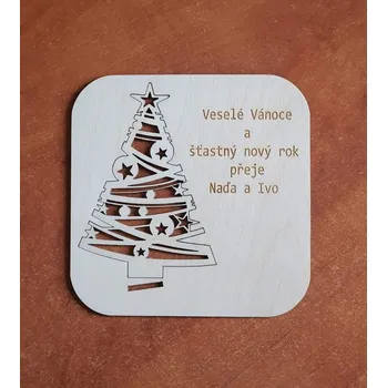 Vánoční přání se stromečkem - stojánek a vlastní text