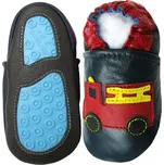 CAROZOO Kožené capáčky s gumovou podrážkou hasiči 2-3 roky Černá 24,5