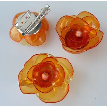 Brož Sponka/brož s PET květinou - oranžová