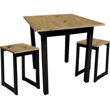 jídelní souprava Dede Set - kuchyňský stůl 80 x 60 cm + 2x židle MINI - dub artisan / černá