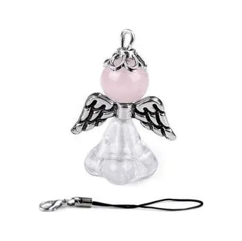 Přívěsek Přívěsek - Anděl pro štěstí růženín/čirá