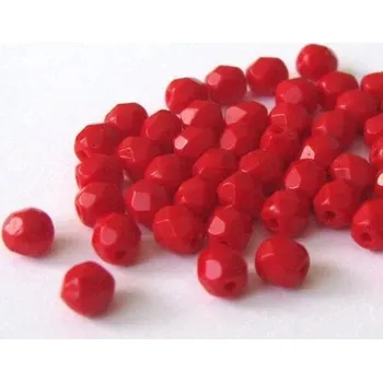 Dětské navlékací korálky Korálky broušené/ohňovky - červená neprůhledná > Ø6mm (20 kusů)