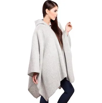 Dámská pelerína z ovčí vlny s kapucí šedá, Barevné varianty Šedá 200-100-00285