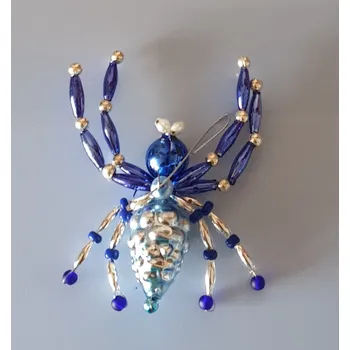 Vánoční ozdoba Vánoční 3D ozdoba PAVOUK - barva modrá (vánoční ozdoby z dutých perlí)