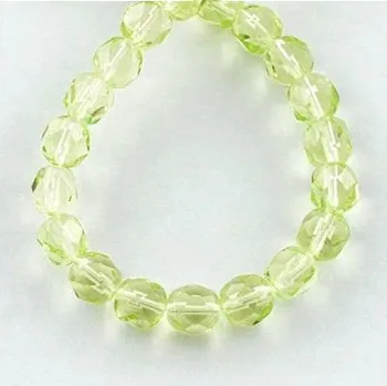 Dětské navlékací korálky Korálky broušené/ohňovky - žlutozelená > Ø8mm (15 kusů)