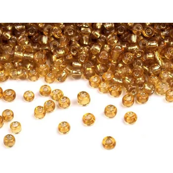 Dětské navlékací korálky Korálky/rokajl s průtahem - zlatá > (6/0) Ø4,1mm (sáček 30g)