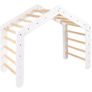 Dřevěná hračka MeowBaby Dětský dřevěný žebřík velký Pikler: bílý