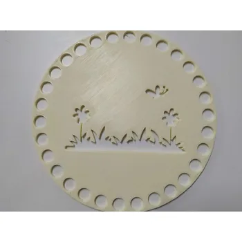 Víko/dno na košík 14,5cm - tráva motýl vanilka