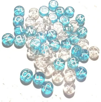 Dětské navlékací korálky Korálky s písmenky modrá/průhledná > Ø10mm (sáček 50g)