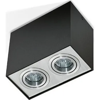 Stropní bodové přisazené svítidlo Azzardo Eloy 2 black/aluminium AZ1355 GU10 2x50W IP20 18,5cm hranaté černo-hliníkové