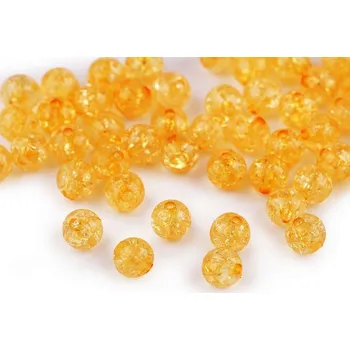 Dětské navlékací korálky Plastové korálky kraklované - žlutá > Ø8mm (50ks)