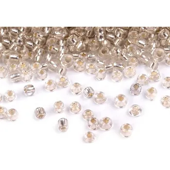Dětské navlékací korálky Korálky/rokajl s průtahem - stříbrná > (6/0) Ø4,1mm (sáček 30g)