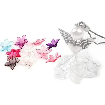 Dětské navlékací korálky Korálky plastové/květina - průhledná (10ks)