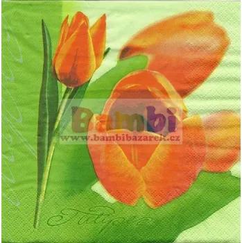 Papírový ubrousek Třívrstvý ubrousek na decoupage - tulipány červené