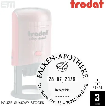 Razítko Razítko Trodat 46145 [45x45mm] s datem - pouze gumový štoček