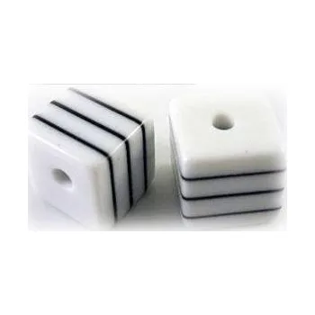 Korálek Korálky akryl - kostička černá-bílá (8×8 mm)