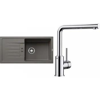 Granitový dřez Set Blanco 11-C 25 (dřez Favum XL 6 S Šedá vulkán + baterie Mila Chrom)