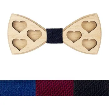 Motýlek Dřevěný pánský motýlek - Srdcař, Látka 900 - černá