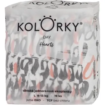 jednorázová plena KOLORKY DAY Jednorázové EKO plenky srdce L (8-13&nbsp;kg) 19&nbsp;kusů
