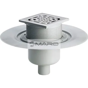 Viega Vpusť podlahová 4951.1, nerezová mřížka 150 mm, spodní odpad 75/110 mm, vodní hladina, 557201