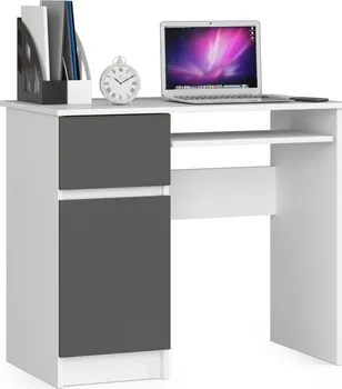 Počítačový stůl Piksel psací stůl levý 90 cm bílý/šedý