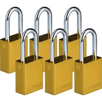 Visací zámek Hliníkový zámek s ocelovým okem SafeKey standard,žlutá,6 ks