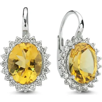 Náušnice Lillian Vassago Náušnice v bílém zlatě s citrínem a brilianty LLV11-SMEG5651-02-CIT