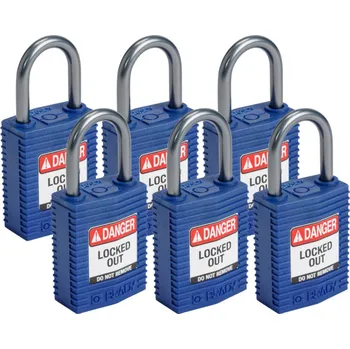 Visací zámek Nylonový zámek s hliníkovým okem SafeKey kompakt,modrá,6 ks