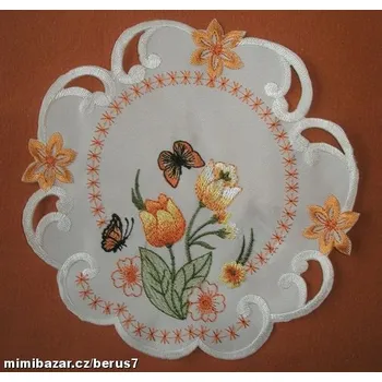 ubrus UBRUS vyšívaný TULIPÁN prům. 19,5 cm