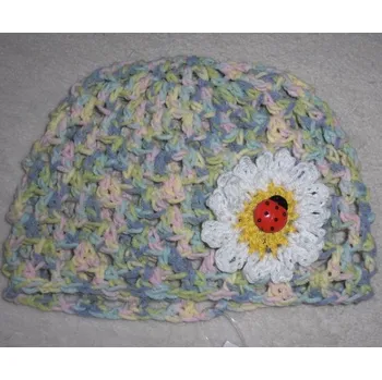 Čepice Bavlněná háčkovaná čepička - barevná s beruškou > 42cm