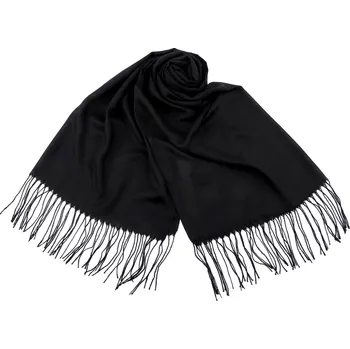 Šála Šátek / šála jednobarevná s třásněmi 70x165 cm, barva 11 černá