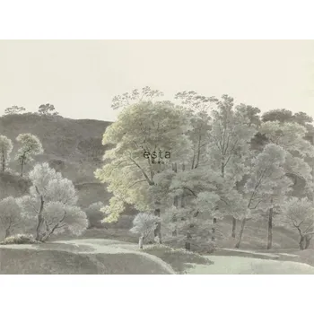 Tapeta Vliesová obrazová tapeta Kresba krajiny, stormy 158892, 372 x 279 cm, Blush, Esta Home