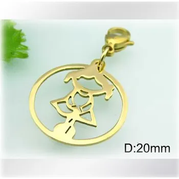 Přívěsek Dívka v kruhu - ocelový přívěsek ve zlaté barvě