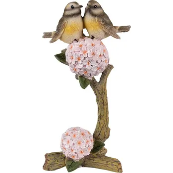 Bytová dekorace Velikonoční dekorace sýkorky na větvičce s květy - 10*6*19 cm