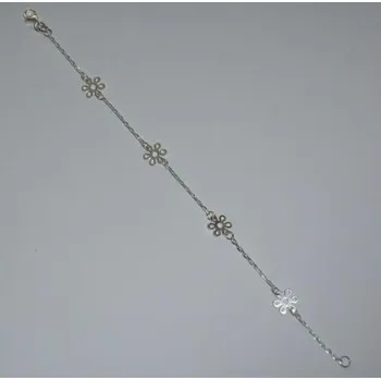 Řetízek Stříbrný řetízek na ruku zdobený květy - délka 18cm