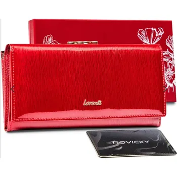 Peněženka Velká dámská kožená lakovaná peněženka Lorenti červená hladká (Dámská peněženka )