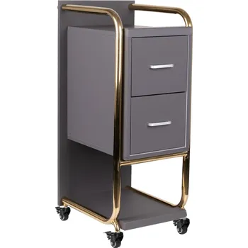 Kadeřnické křeslo GABBIANO KADEŘNICKÝ VOZÍK SOLO ZLATO ŠEDÝ