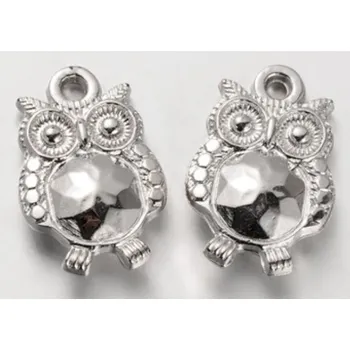 Přívěsek Přívěsek, plastový, SOVA STŘÍBRNÁ ,22x14x5mm,1ks