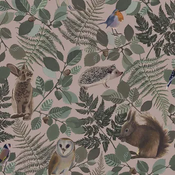 Tapeta Starorůžová vliesová dětská tapeta na zeď s lesními zvířátky 139252, Forest Friends, Esta