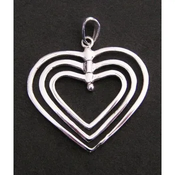 Přívěsek Soustředná otočná srdíčka - stříbrný přívěsek