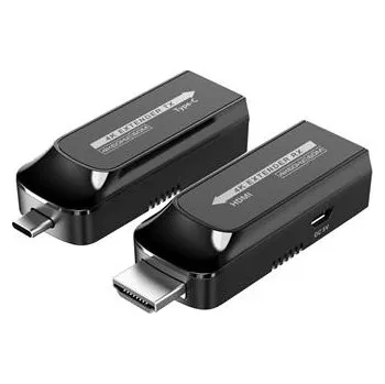 Video kabel PremiumCord USB-C na HDMI extender přes Cat5e/6/6a 4K@60Hz na 60m