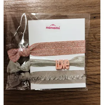 NANAMI sada gumičkových náramků s růžovým korálkem Love