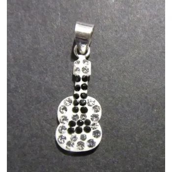 Přívěsek Malá zdobená kytara - stříbrný přívěsek