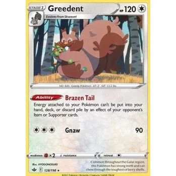 Sběratelská karetní hra Pokémon CRE 128/198 Greedent - Chilling Reign Stav: Near Mint, Verze: HOLO