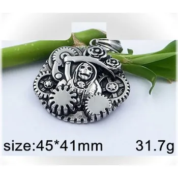 Přívěsek Smrtka s kosou a strojem času - ocelový přívěsek - 45x41mm (Smrtka s kosou a strojem času - přívěsek z oceli - 45x41mm)