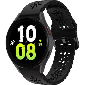 Příslušenství k chytrým hodinkám eses Silikonový řemínek dírkovaný se vzorem pro Samsung Galaxy Watch 4, 5, 6, 7 - Černý, 20 mm