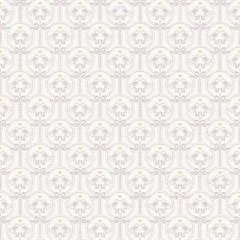 Tapeta Fialková vliesová dětská tapeta na zeď - ptáčci, mašličky JS3201, Jack´N Rose 2024 , Grandeco