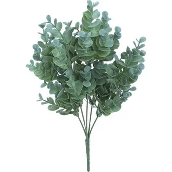 Svatební dekorace Květinový svazek, EUKALYPTUS, sv. zelený, 38 cm, 1 kus